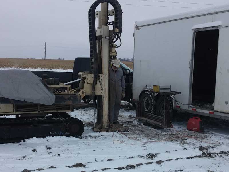 Digging a well in cold weather.